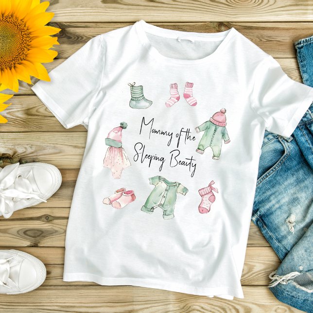 Camiseta Mamá de la ducha de bebé de belleza dormida (Subido por el creador)
