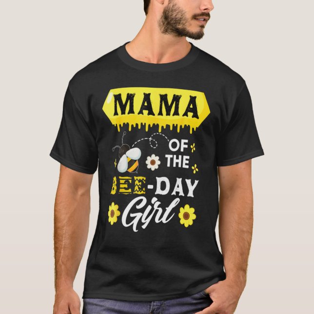 Camiseta Mamá De La Familia Chica De Cumpleaños De Abeja Qu (Anverso)