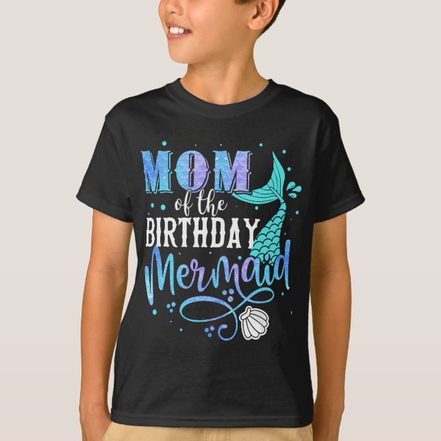 Camiseta Mamá De La Familia De La Sirena De Cumpleaños Fies (Anverso)