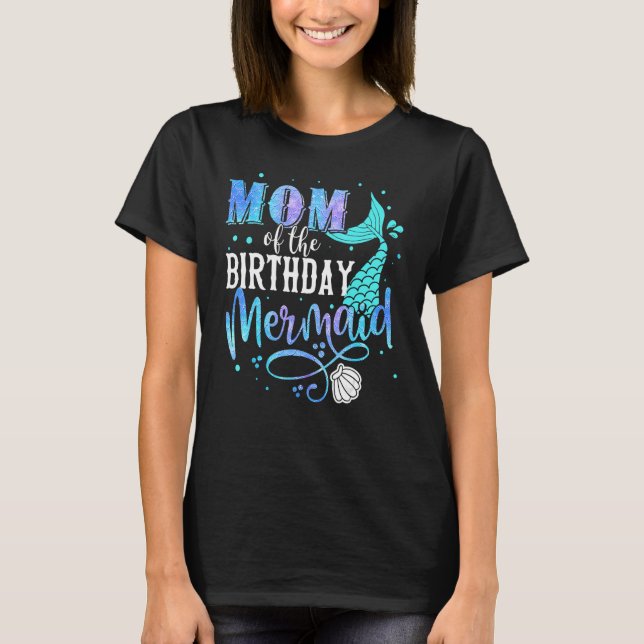 Camiseta Mamá De La Familia De La Sirena De Cumpleaños Fies (Anverso)