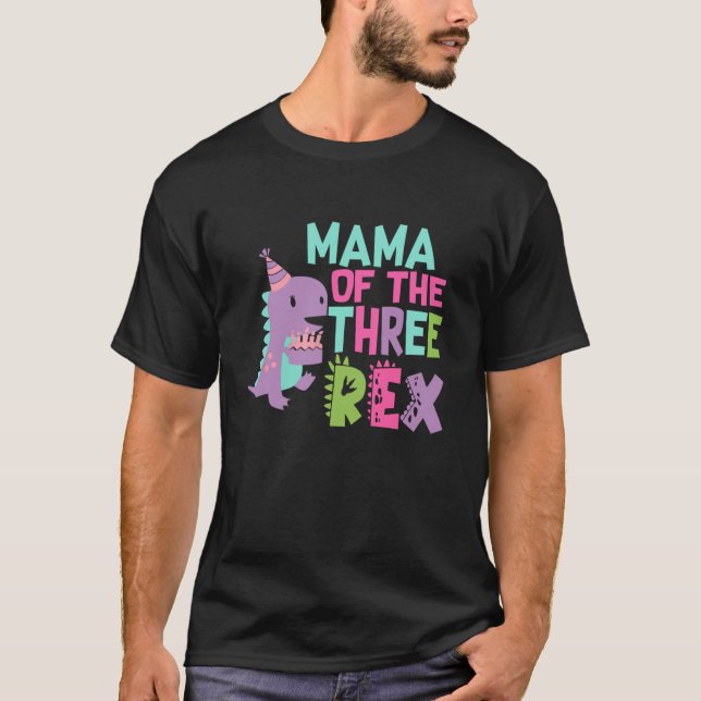 Camiseta Mamá de la familia de los tres rex cumpleaños de D (Anverso)