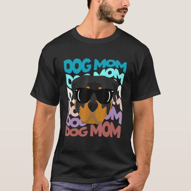 Camiseta Mamá de la familia Rottweiler Guay Retro Dog Mom (Anverso)