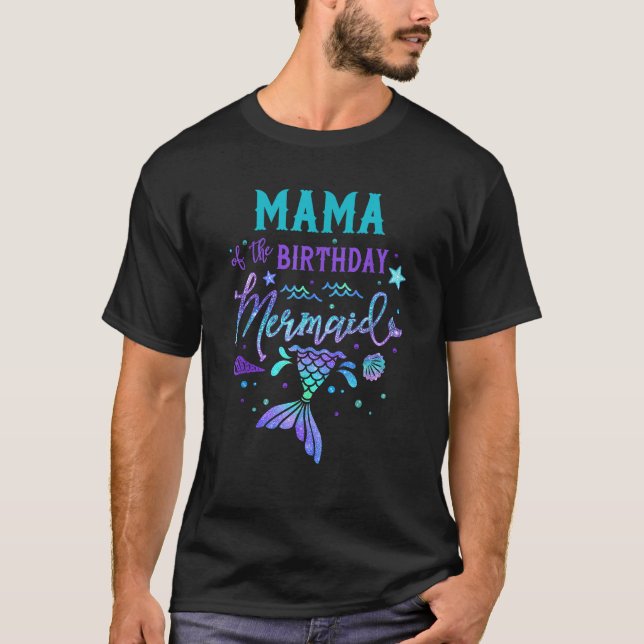 Camiseta Mamá De La Fiesta Temática De La Sirena De Cumplea (Anverso)