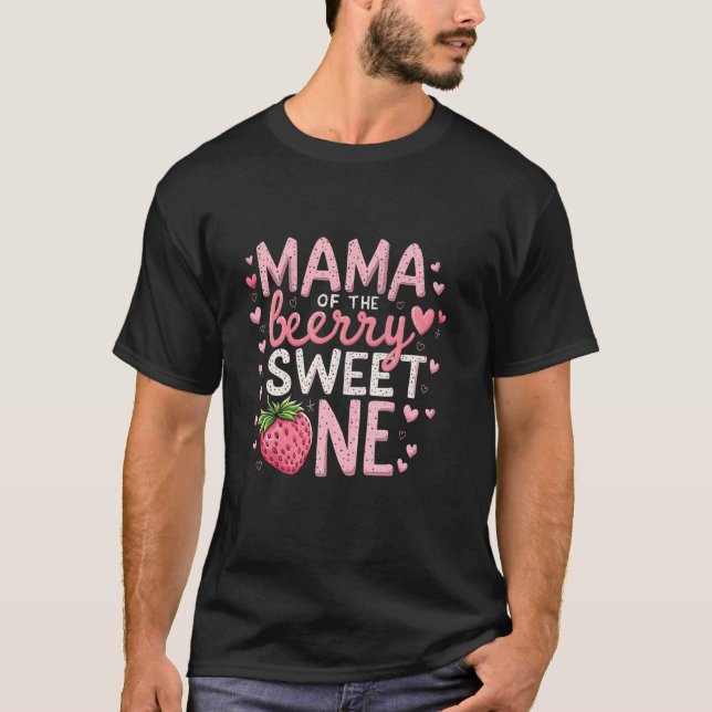 Camiseta Mamá de la fresa dulce primera cumpleaños (Anverso)