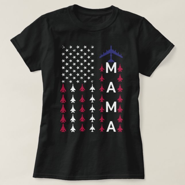 Camiseta Mamá de la Fuerza Aérea Orgullosa Mamá Esposa Mama (Diseño del anverso)