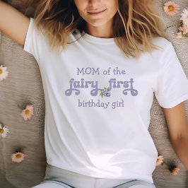Camiseta Mamá de la Hada Morada Primera Cumpleaños de la Fr