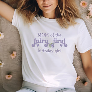 Camiseta Mamá de la Hada Morada Primera Cumpleaños de la Fr