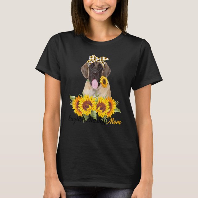 Camiseta Mamá de la mastiff inglesa del verano del girasol  (Anverso)