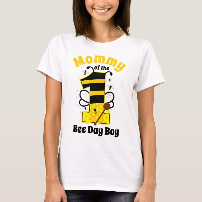 Camiseta Mamá de la primera Abeja de Cumpleaños (Anverso)