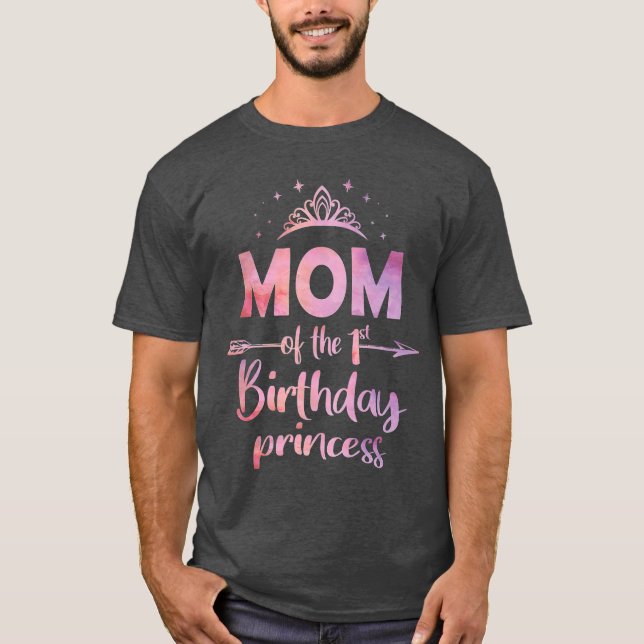 Camiseta Mamá de la primera princesa Chica de cumpleaños un (Anverso)