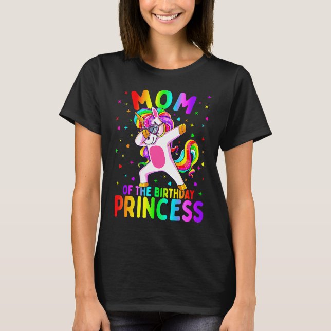 Camiseta Mamá De La Princesa De Cumpleaños Chica Dabbing Un (Anverso)