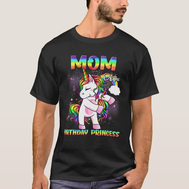 Camiseta Mamá De La Princesa De Cumpleaños Dabbing O Flossi (Anverso)