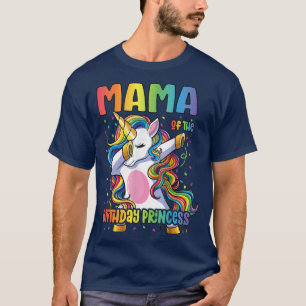 Camiseta Mamá de la princesa de cumpleaños Dabbing Unicorn