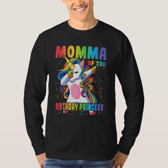 Camiseta Mamá De La Princesa De Cumpleaños Dabbing Unicorn  (Anverso)