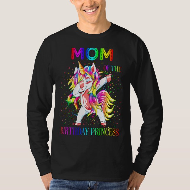 Camiseta Mamá De La Princesa De Cumpleaños Dabbing Unicorn  (Anverso)
