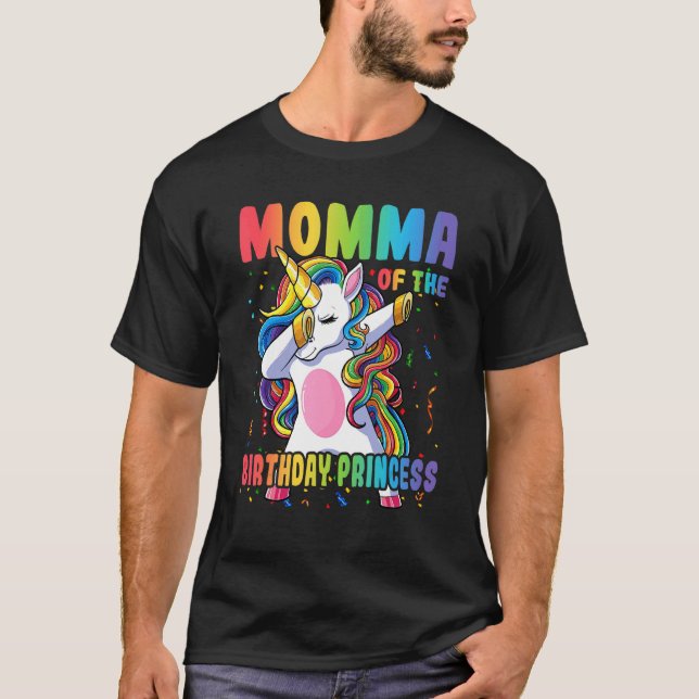 Camiseta Mamá De La Princesa De Cumpleaños Dabbing Unicorn  (Anverso)