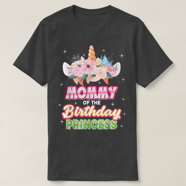 Camiseta Mamá De La Princesa De Cumpleaños Feliz Chica Unic (Diseño del anverso)