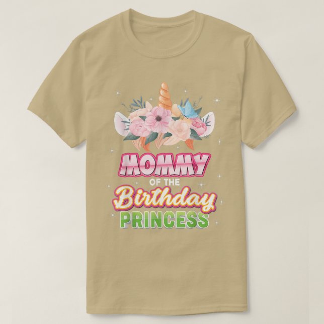 Camiseta Mamá De La Princesa De Cumpleaños Feliz Chica Unic (Diseño del anverso)