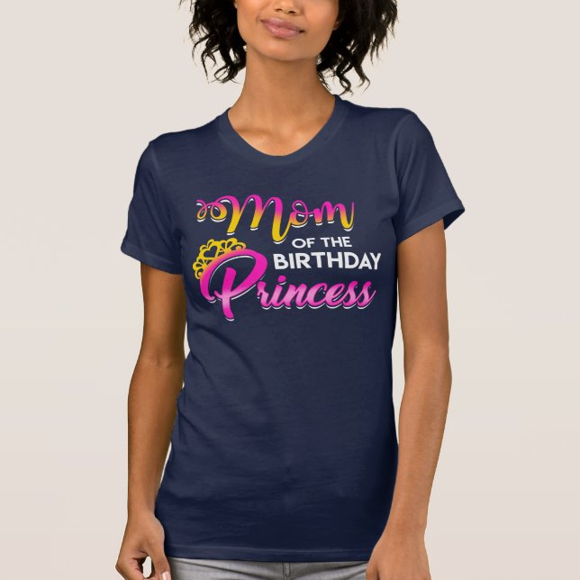 Camiseta Mamá de la princesa de cumpleaños Fiesta amarilla  (Anverso)