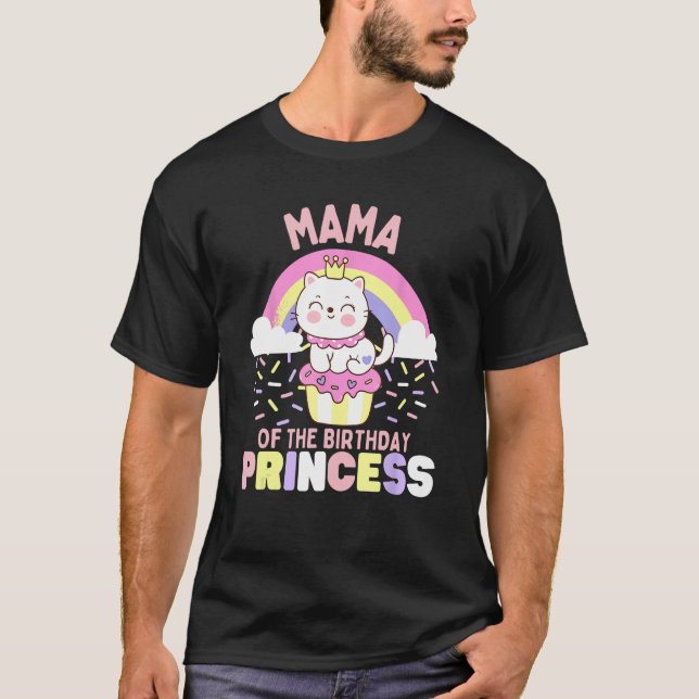 Camiseta Mamá de la princesa de cumpleaños rapé un gato en  (Anverso)
