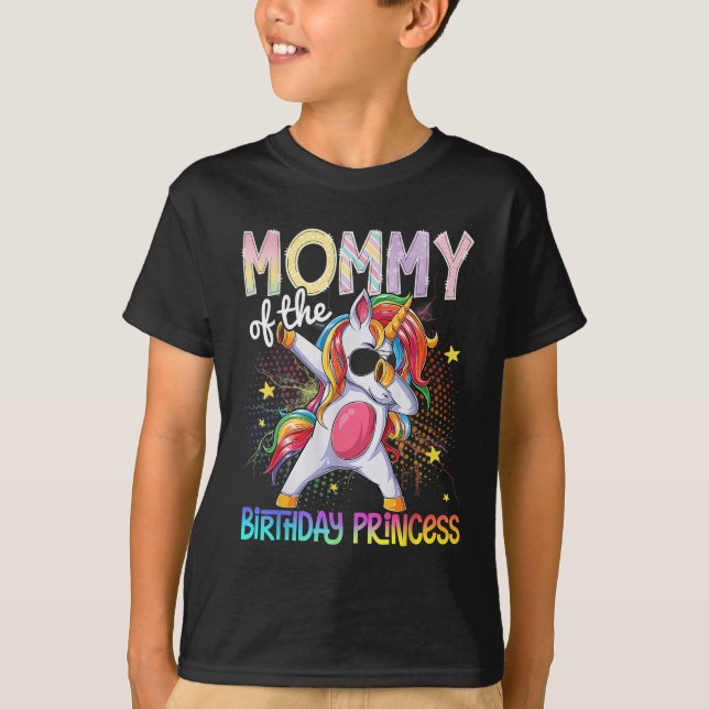 Camiseta Mamá De La Princesa De Cumpleaños Unicorn Dabbing (Anverso)