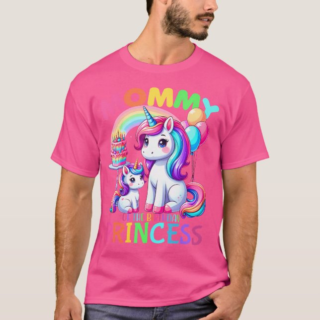 Camiseta Mamá De La Princesa De Cumpleaños Unicorn Mamá (Anverso)