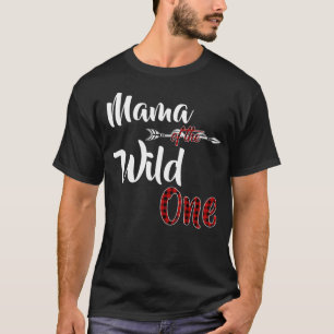 Camiseta Mamá de la salvaje One Plaid Lumberjack 1er cumple