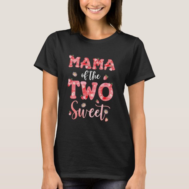 Camiseta Mamá De Las Dos Dulces Fresas Segundo Cumpleaños S (Anverso)