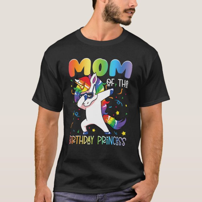 Camiseta Mamá de las princesas Chicas de cumpleaños Dabbing (Anverso)