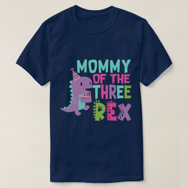Camiseta Mamá de las tres Mamáes de la familia de los dinos (Diseño del anverso)