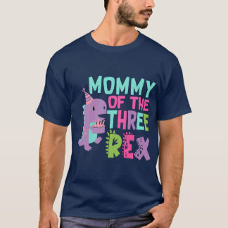 Camiseta Mamá de las tres Mamáes de la familia de los dinos