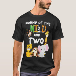 Camiseta Mamá De Lo Salvaje Y Safari De Cumpleaños De Dos Z