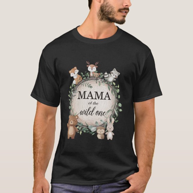 Camiseta Mamá de los animales salvajes del bosque de un bos (Anverso)