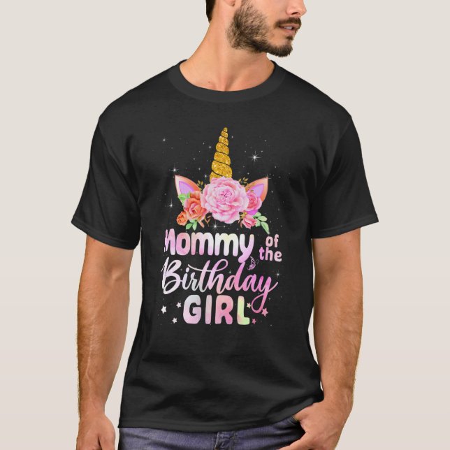 Camiseta Mamá De Los Chicas De Cumpleaños Cita A Unicorn Fl (Anverso)