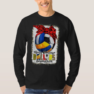 Camiseta Mamá De Los Dos Baloncestistas De Voleibol Ocupado