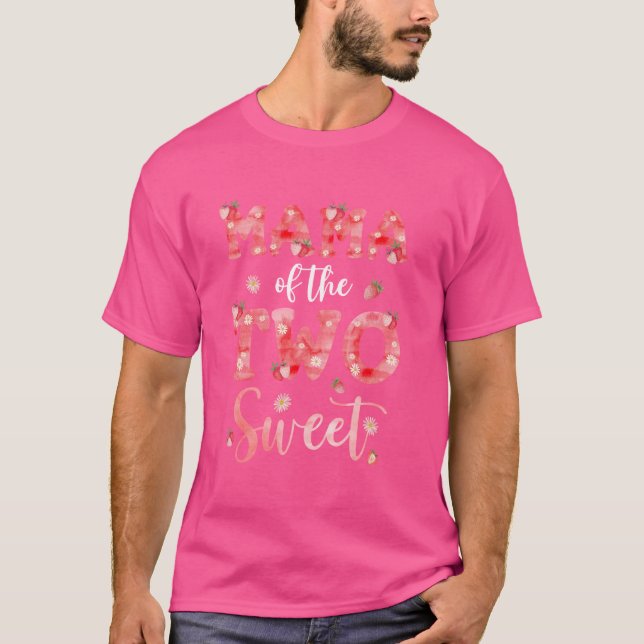 Camiseta Mamá De Los Dos Dulces Cumpleaños De Fresa Segundo (Anverso)