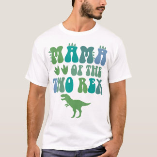 Camiseta Mamá De Los Dos Rex Birthday Boy