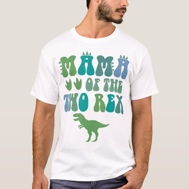 Camiseta Mamá De Los Dos Rex Birthday Boy (Anverso)