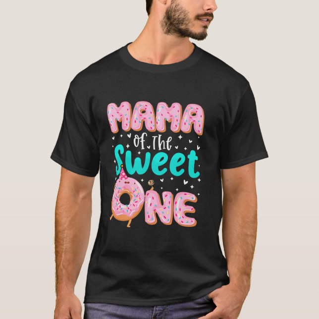 Camiseta Mamá De Los Dulces Primer Cumpleaños Donut Fam Tem (Anverso)