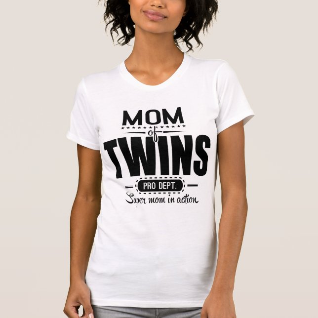 Camiseta Mamá de los gemelos favorable Dept. Super Mom en (Anverso)