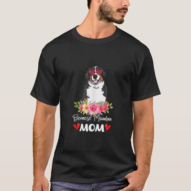 Camiseta Mamá de montaña de Bernese Mamá Gafas de sol Perro (Anverso)