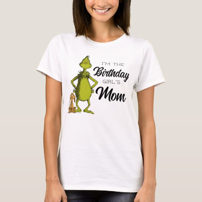 Camiseta Mamá de niña cumpleañera Grinch Pizarra (Anverso)
