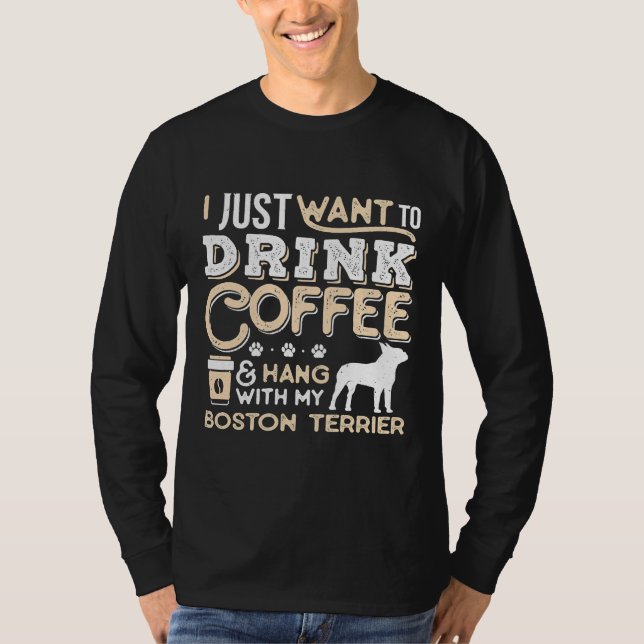 Camiseta Mamá De Papá, Perro De Boston Y Café Para Beber (Anverso)