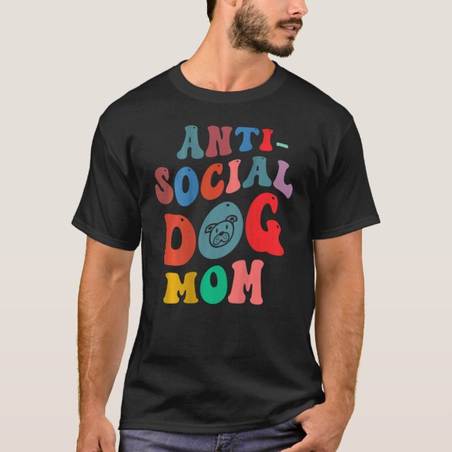 Camiseta Mamá de perro anti social a la espalda (Anverso)
