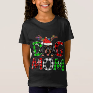 Camiseta Mamá de perro de Dachshund Tocó Navidad Pajama Rei