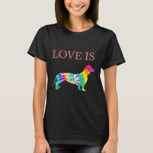 Camiseta Mamá de perro de tintes hippie Dachshund El amor e
