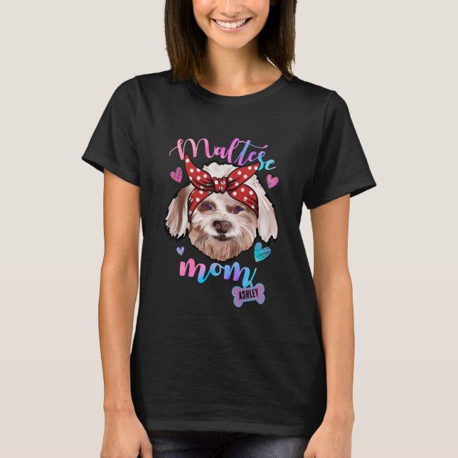 Camiseta Mamá de perro maltesa cachorro (Anverso)