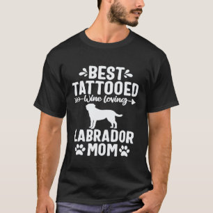 Camiseta Mamá de Perro Tatuada Amante del Vino Labrador Ret