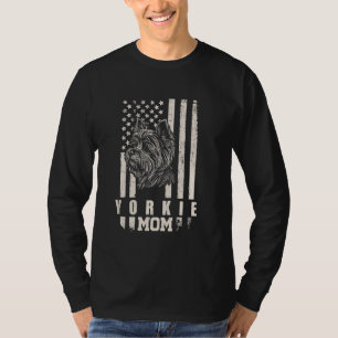 Camiseta Mamá de perro Yorkie regalos de bandera norteameri