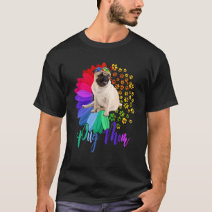Camiseta Mamá de Pug medio día de la madre de un perro de c